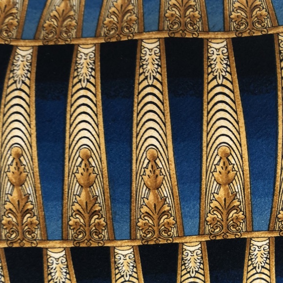 LANVIN PARIS SILK TIE BLUE GOLD COLUMNS - Picture 3 of 9